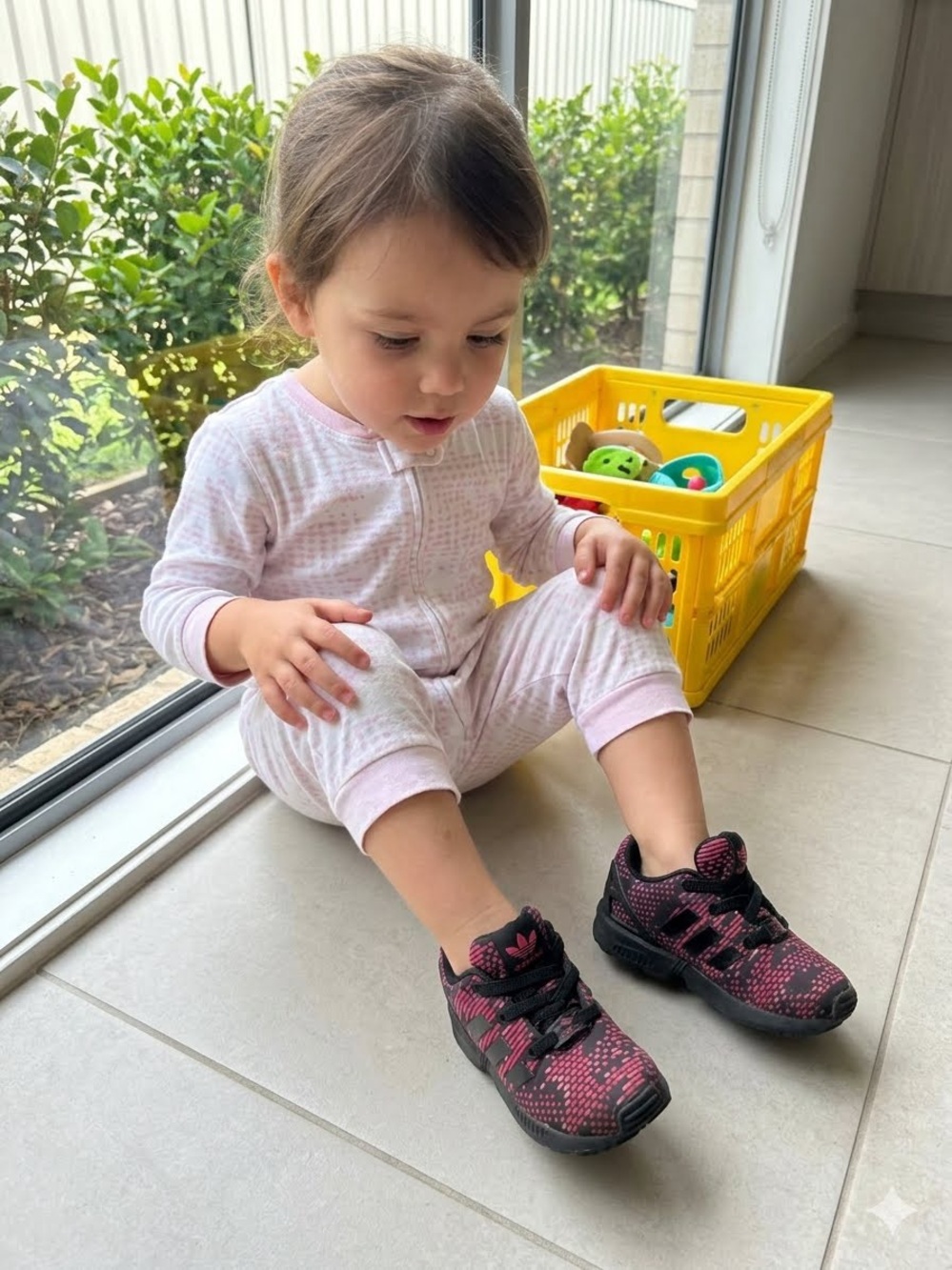 adidas Kids Black & Pink Patterned Torsion Sneakers